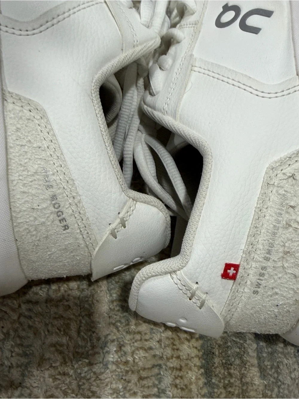 On Running Men’s White Leather Sneakers with Perforated Toe